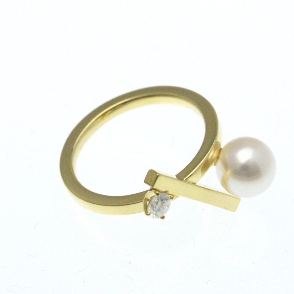 Tasaki Balance Cross Ring Yellow Gold (18K) Fashion Diamond,Pearl Band Ring Gold - Picture 6 of 10